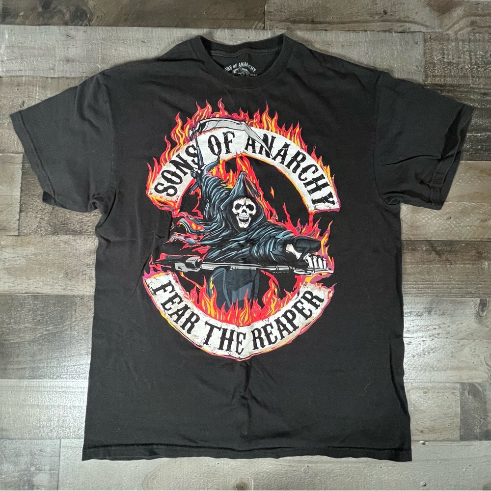 Sons of Anarchy T-Shirt Men's Fear The Reaper Graphic Short Sleeve Shirt Size L
